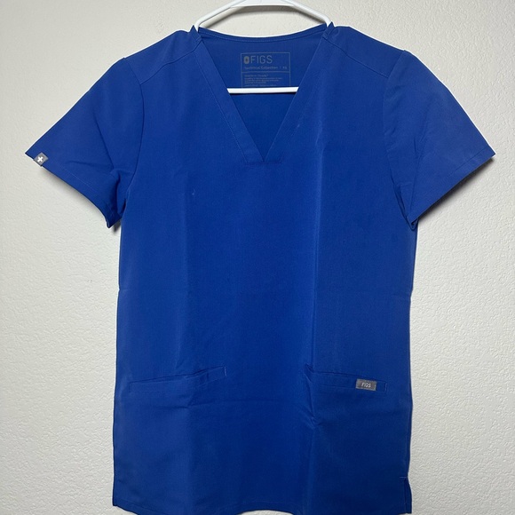 Figs Technical Collection Scrub Top in Royal Blue Small V Neck - Picture 1 of 6
